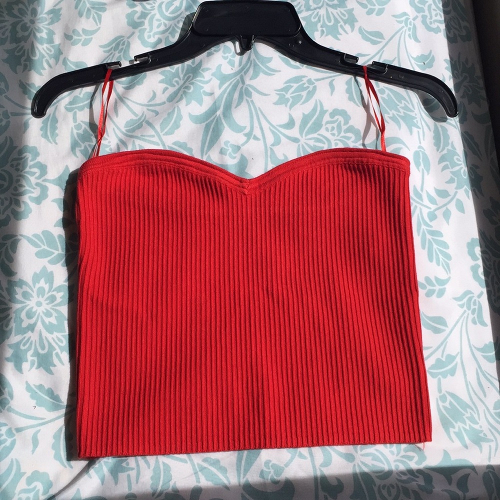 Urban outfitters red cropped strapless top